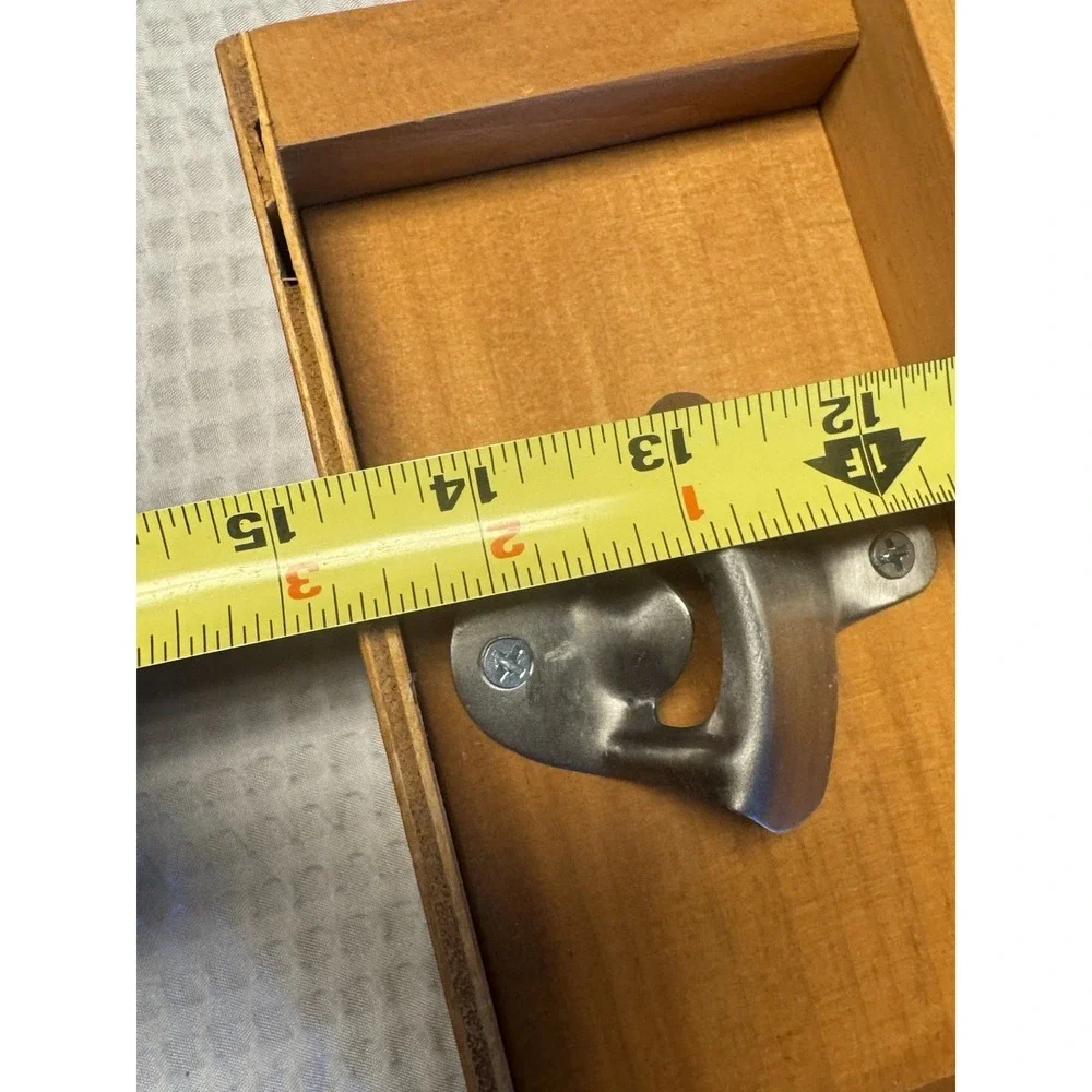 Wooden Wall Mount Beer Bottle Opener with Bottle Cap Holder